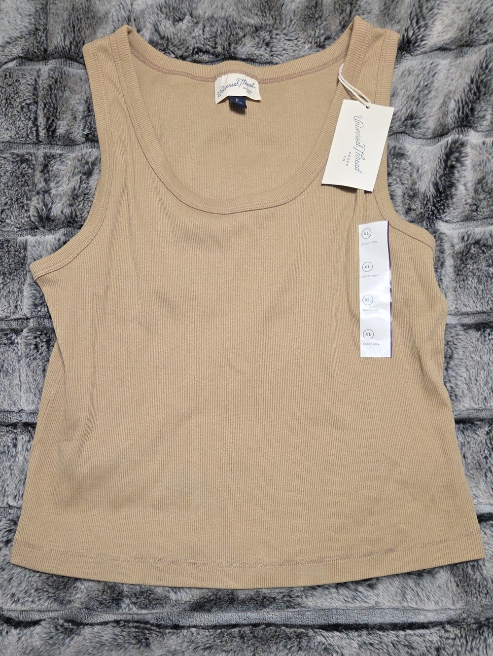Universal Thread Sleeveless Rib Tank Top - Tan